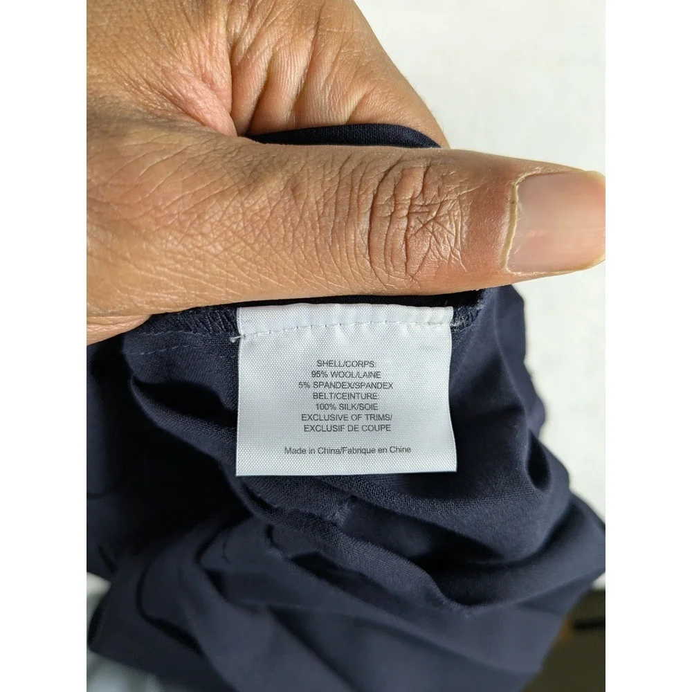 Tory Burch Navy Blue Pleated Wrap Skirt Tie‎ Waist Mini Size 6 Wool Blend